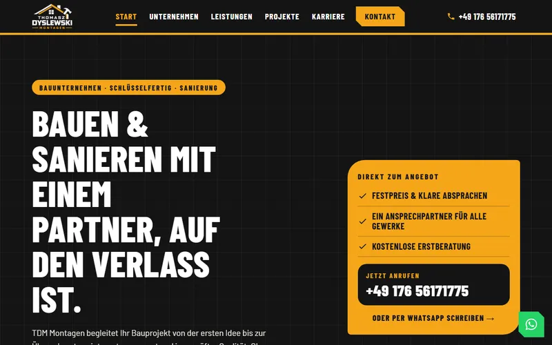 Vorschau der Website TDM Montagen